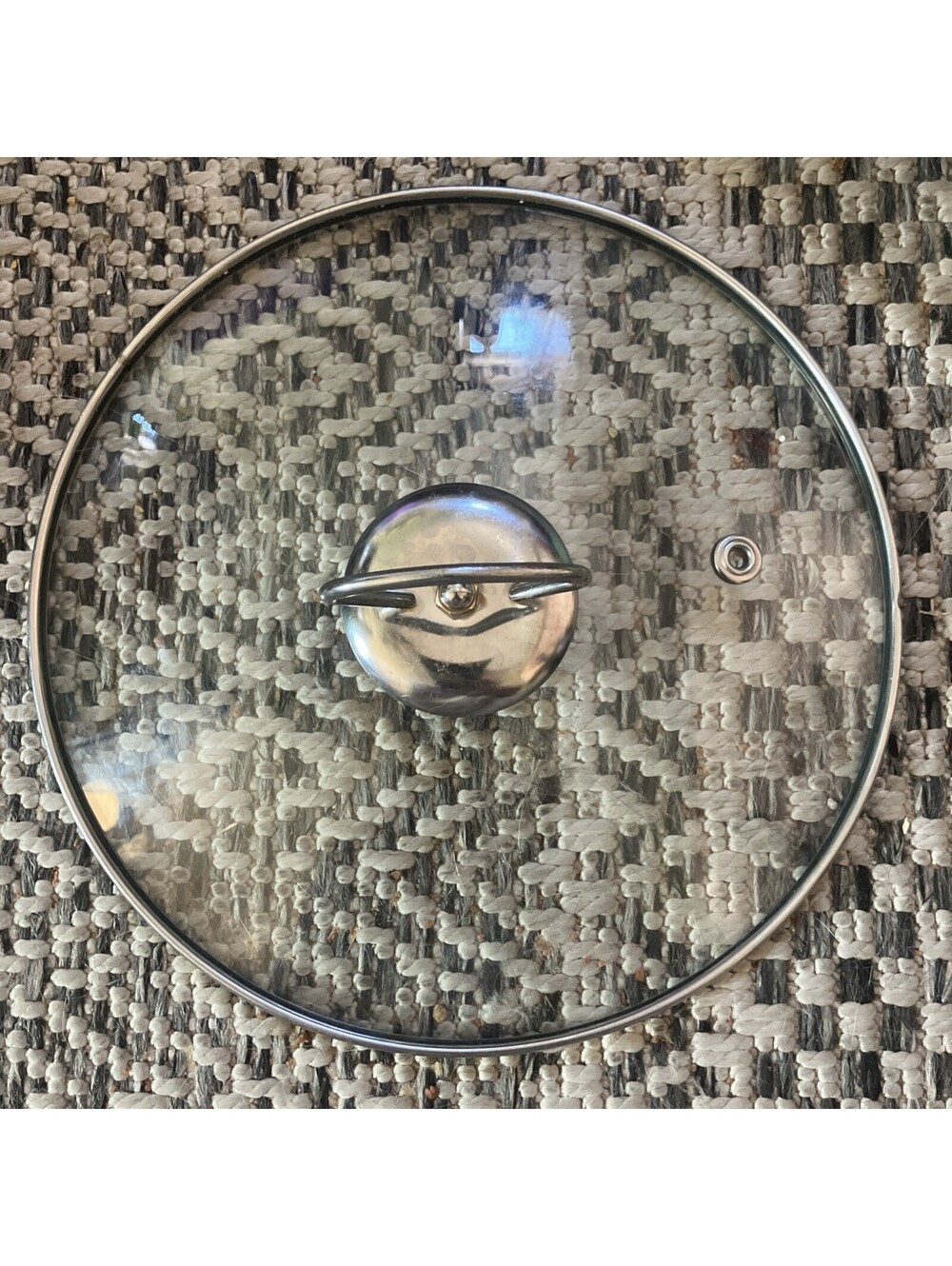 Replacement LID Glass Metal Handle Round Silver Vented 7 1/2 โ Diameter